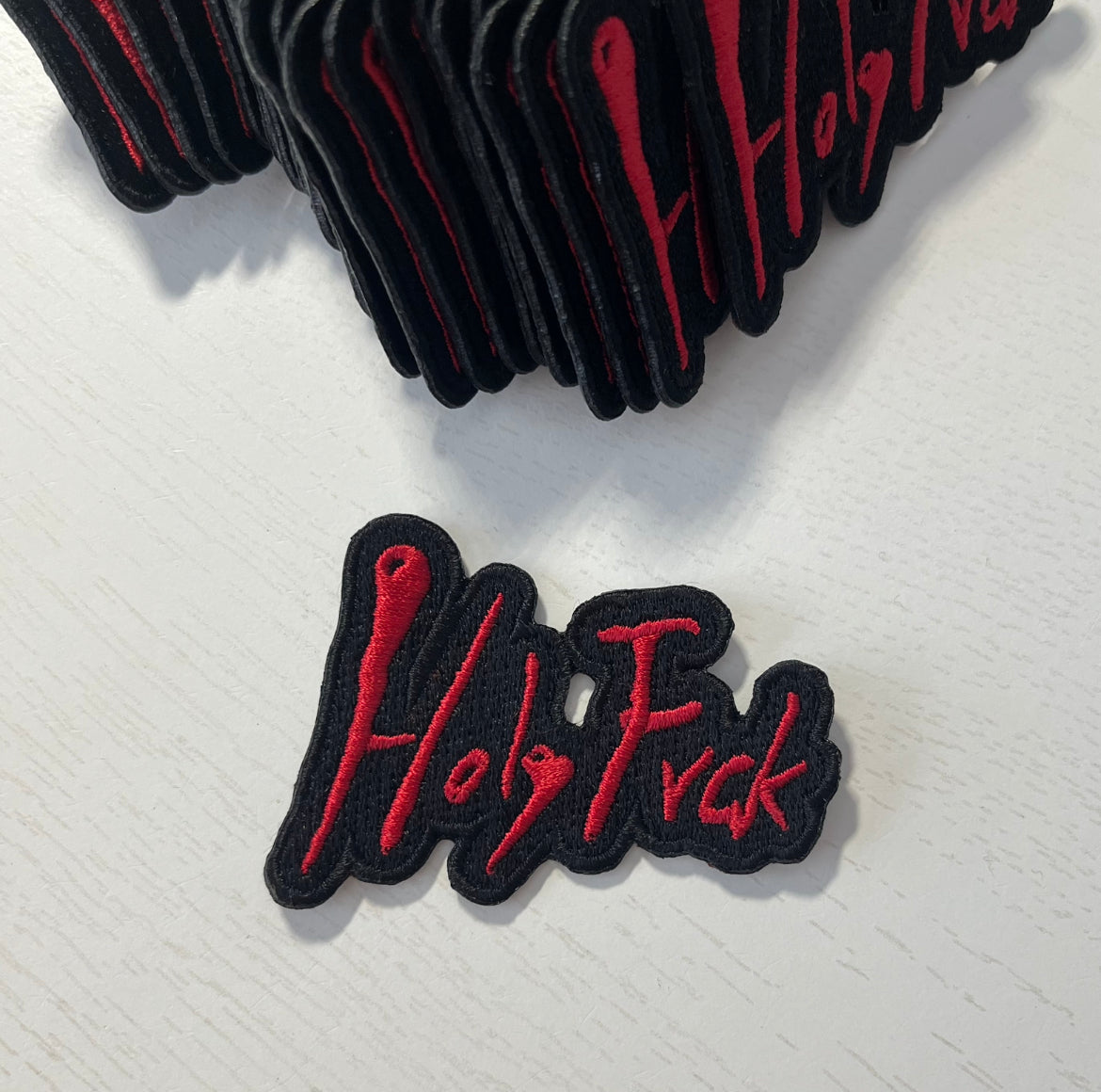 IRON ON EMBROIDERED HOLY F PATCH