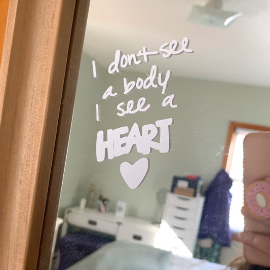 I SEE A HEART MIRROR DECAL